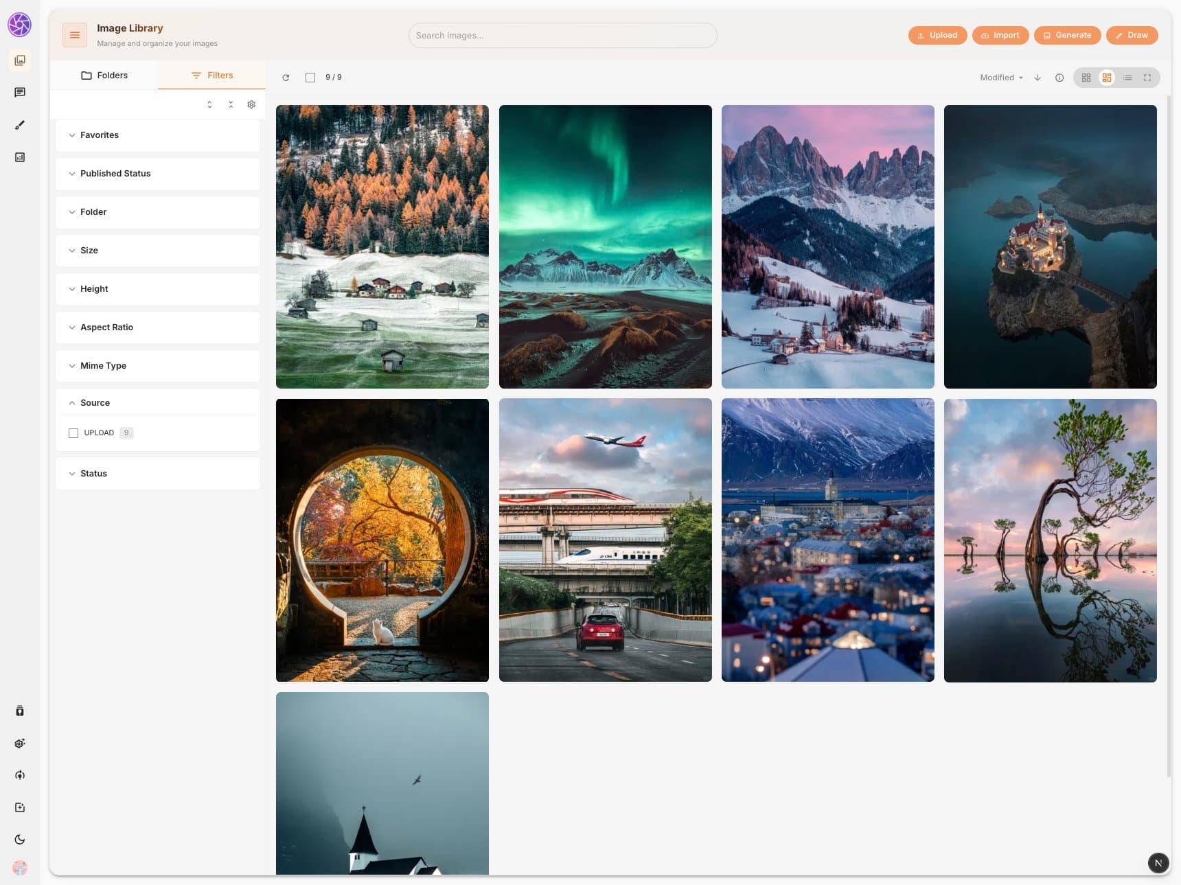 Filters sidebar with expandable filter groups