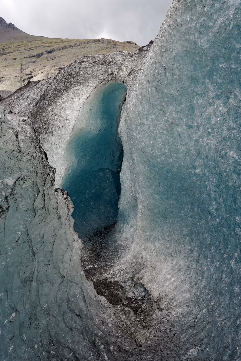 Blue ice inside a crevasse on Breiðamerkurjökull glacier